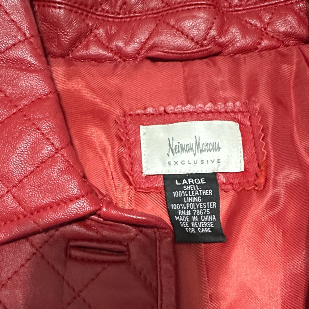 Neiman Marcus Red Leather Jacket - Picture 2 of 16